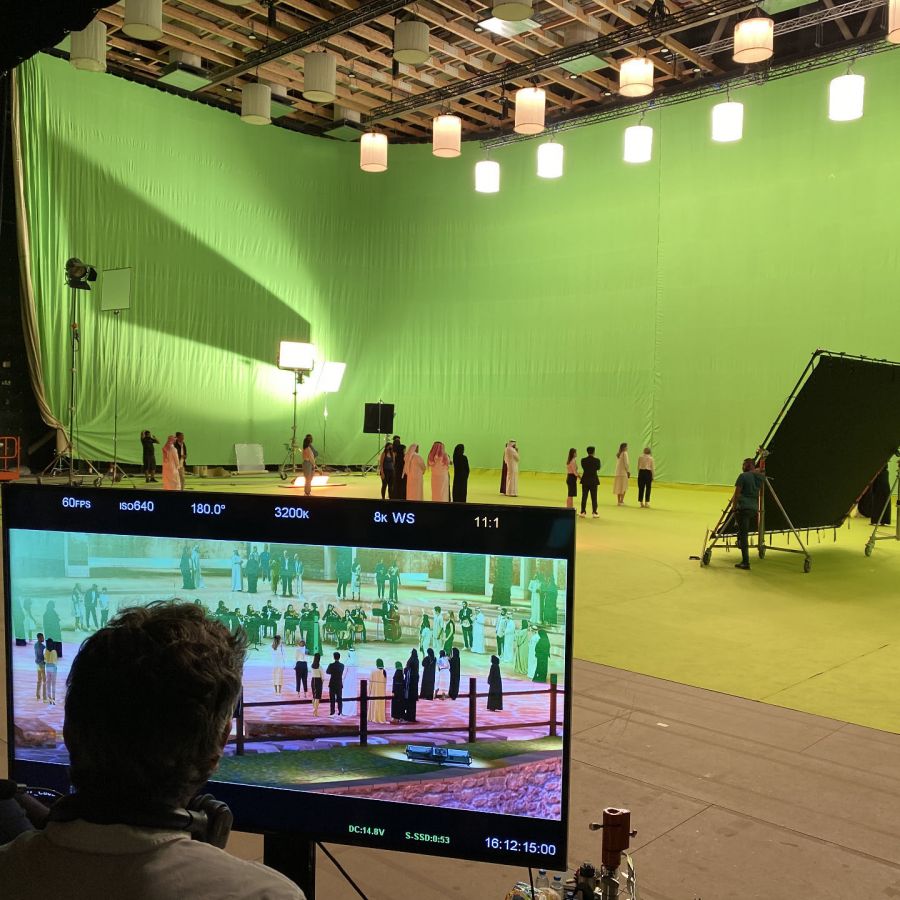 El plató iluminado y listo para iniciar el rodaje