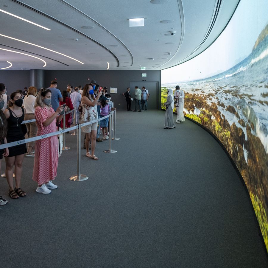 Instantánea del audiovisual en el interior del pabellón